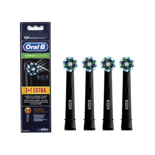 ORAL B CROSSACTION 3+1 TANBØRSTEHOVEDER BLACK EDITION